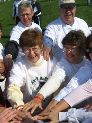 My Mom doing our group chant in 2007